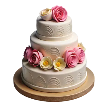 a white cake with pink and yellow flowers