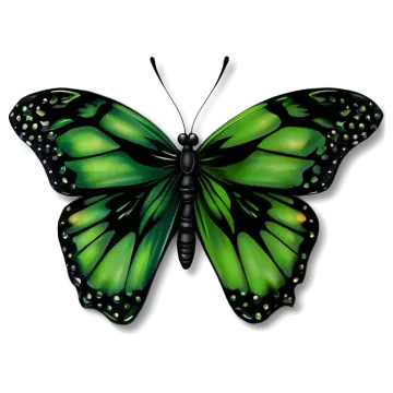 a green butterfly on a white background