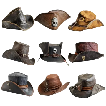 a collection of cowboy hats