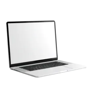 an open laptop computer on a white background
