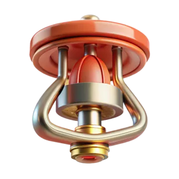 a red and gold light fixture on a white background