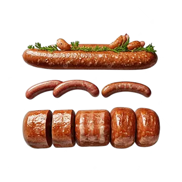 two sausages on a white background