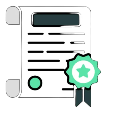 a certificate with a green seal on it
