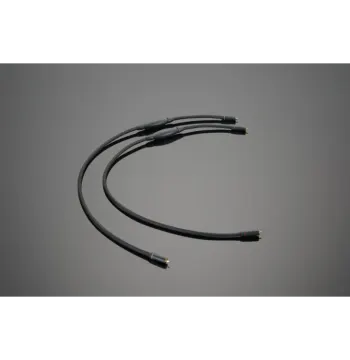a pair of black cable cables on a gray background