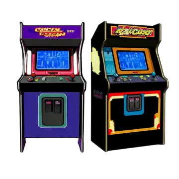 a pair of arcade machines