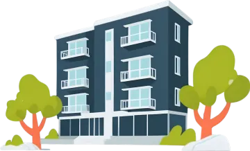 a building with trees in front of it
