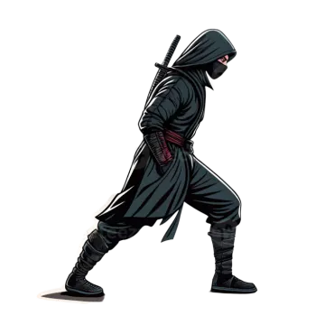 a man in a ninja costume with a sword