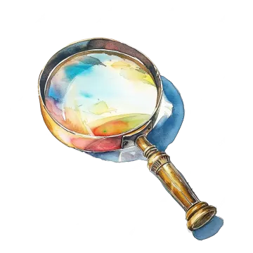a watercolor painting of a mag glass