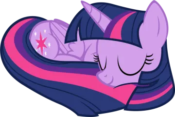 a little pony sleeping on top of a blanket