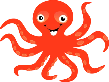 an octopus is smiling and waving
