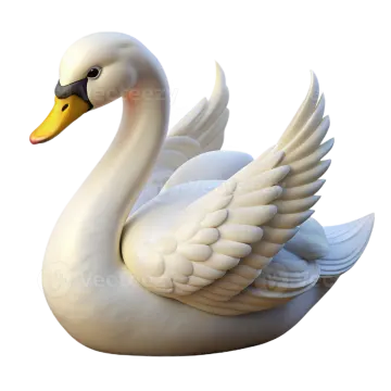 a white swan with its wings spread out