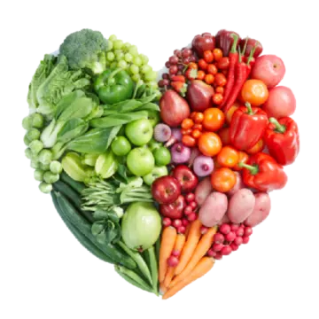 a heart made out of fruits and vegetables