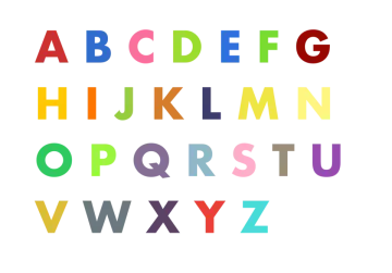 a colorful alphabet with the letters in different colors