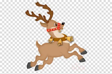 a reindeer with a red scarf on it's back