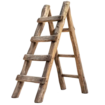 a wooden ladder on a white background