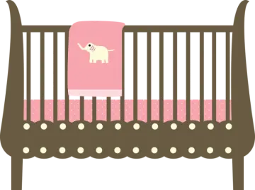 a baby cribt with a pink blanket on it