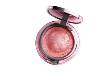 a close up of a pink blusher with a white background