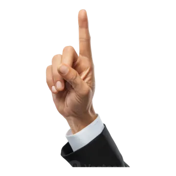 a man in a suit is pointing at the camera