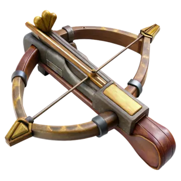 a crossbow with a bow and two arrows