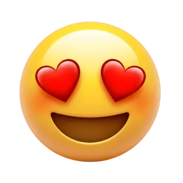 a smiley face with hearts in the eyes