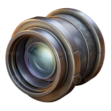 a camera lens on a white background