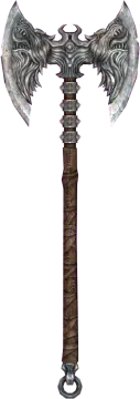 an old axe with a wolf head on it