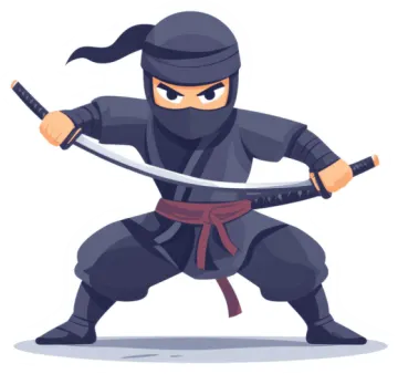 ninja character in a black suit with a sword