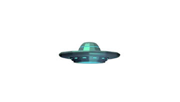 an alien spaceship flying through a white background