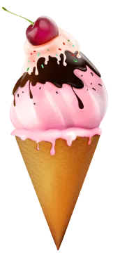 an ice cream cone with a cherry on top