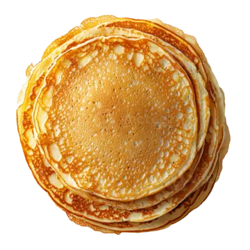 a stack of pancakes on a white background