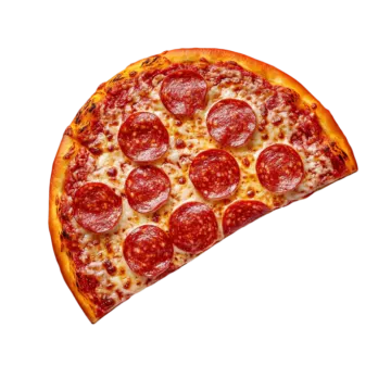 a slice of pepper pizza on a white background