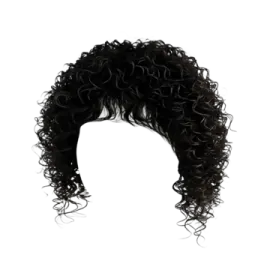 a black wig on a white background