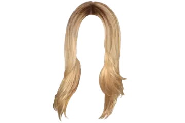 a blonde wig with long, straight hair