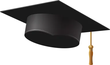 a black graduation cap with a gold ta