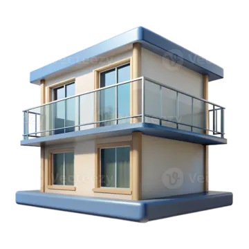 a two story house with balconys and bal