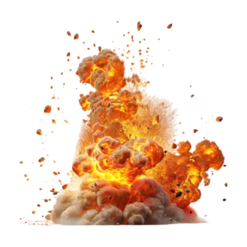 an explosion of fire on a white background