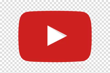 a red youtube icon on a transparent background