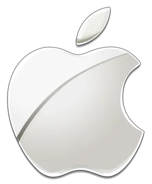 an apple logo on a white background