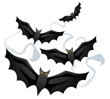 three bats flying in the air