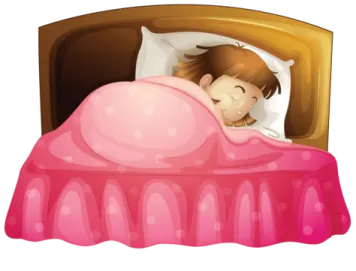 a little girl sleeping in her bed