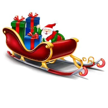 a santa claus on a sled with gifts