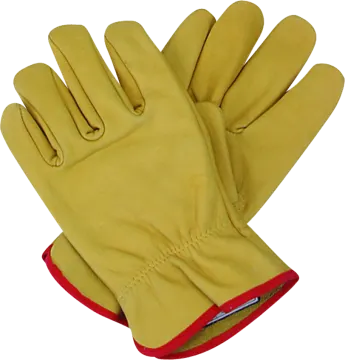 an image of a pair of yellow leather work gloves