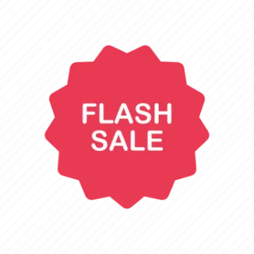 a red flower with the word flash sale on it