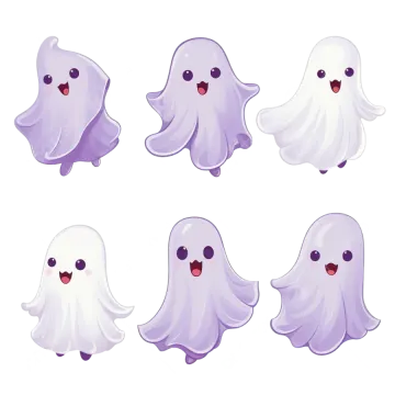 a set of cartoon ghosts with different expressions