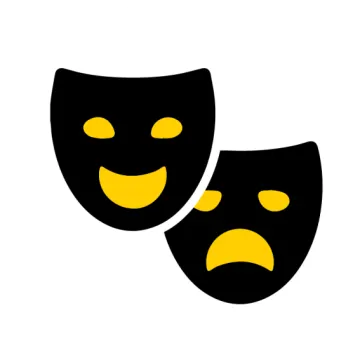 two black masks with yellow faces
