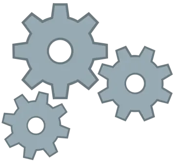 three gears on a white background