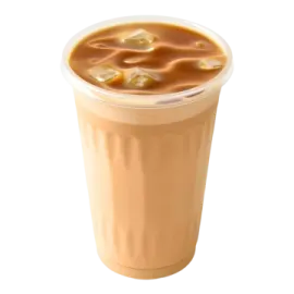a cup of iced coffee on a white background