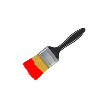 a brush with red paint on it