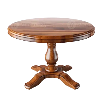 a round wooden table on a white background