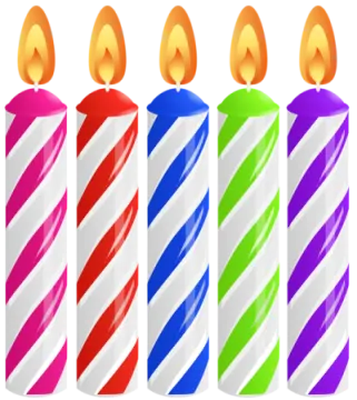 a row of colorful birthday candles
